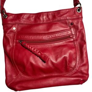 Stone Mountain Genuine Leather Red Crossbody Shoulder Bag Purse 11.5 x 11.5 x 3